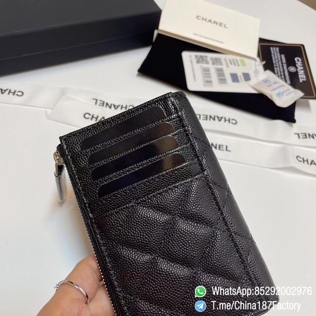 187 Factory Bags Chanel Classic Zipped Coin Purse with Card Slots Black Grained Shiny Lambskin Silver Tone Metal 06 187 Factory Bags Chanel Classic Zipped Coin Purse with Card Slots Black Grained Shiny Lambskin Silver Tone Metal 06