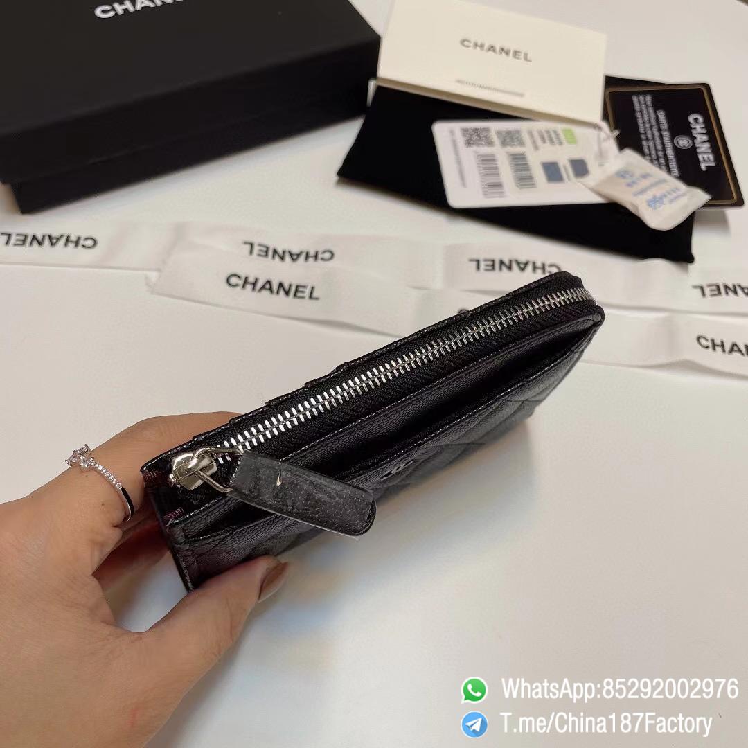 187 Factory Bags Chanel Classic Zipped Coin Purse with Card Slots Black Grained Shiny Lambskin Silver Tone Metal 07 187 Factory Bags Chanel Classic Zipped Coin Purse with Card Slots Black Grained Shiny Lambskin Silver Tone Metal 07
