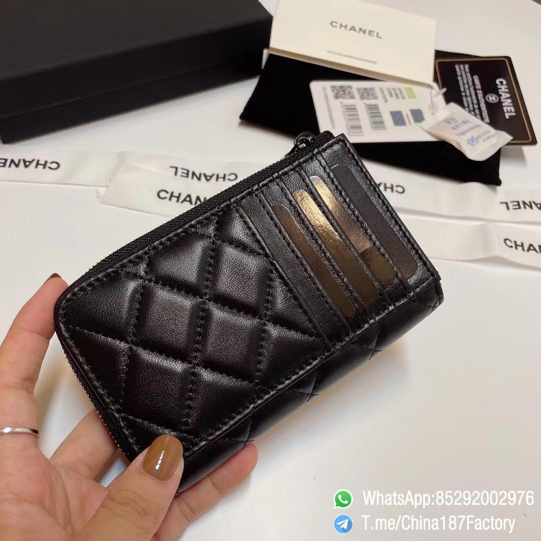 187 Factory Bags Chanel Classic Zipped Coin Purse with Card Slots Black Shiny Lambskin Black Tone Metal 05 187 Factory Bags Chanel Classic Zipped Coin Purse with Card Slots Black Shiny Lambskin Black Tone Metal 05