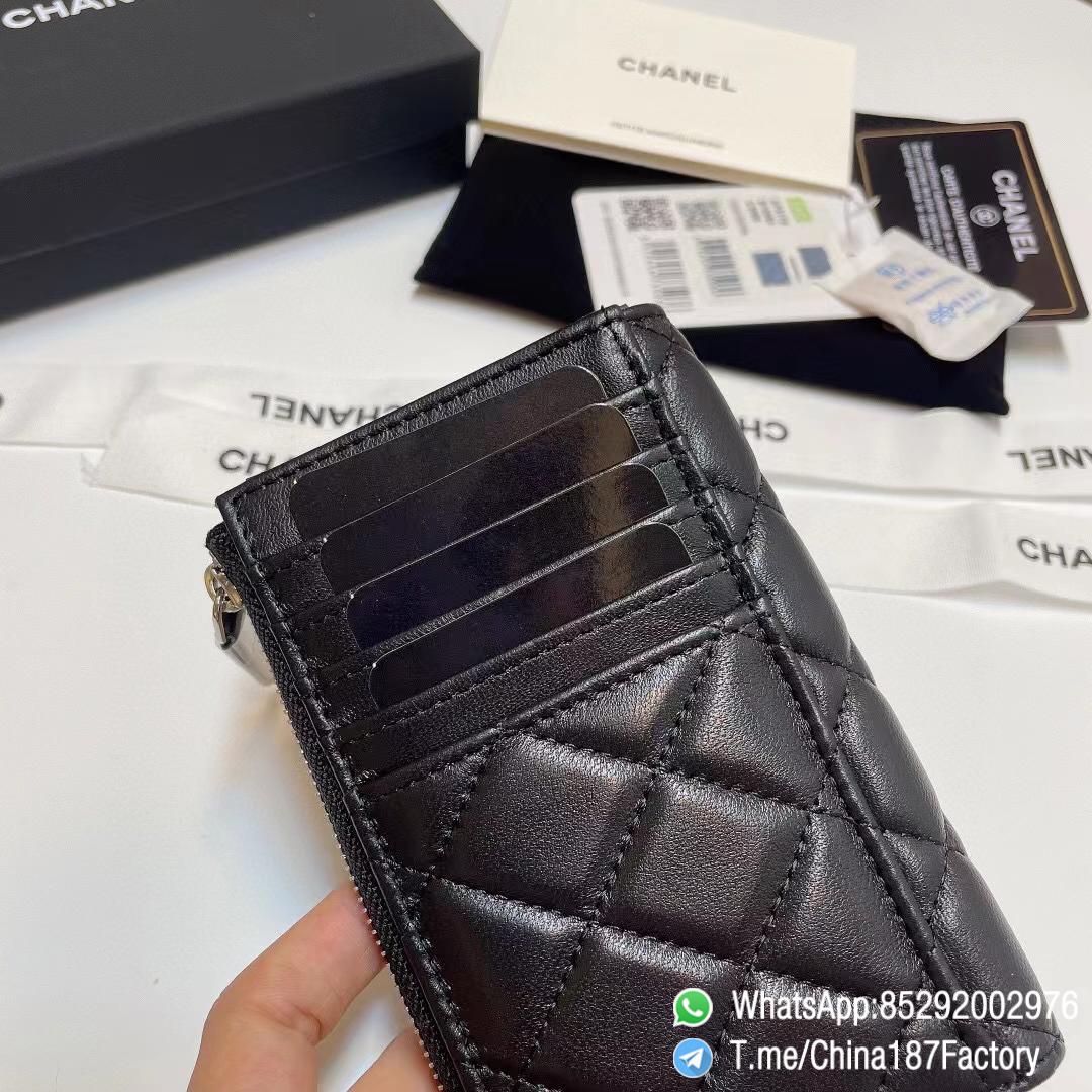 187 Factory Bags Chanel Classic Zipped Coin Purse with Card Slots Black Shiny Lambskin Silver Tone Metal 06 187 Factory Bags Chanel Classic Zipped Coin Purse with Card Slots Black Shiny Lambskin Silver Tone Metal 06