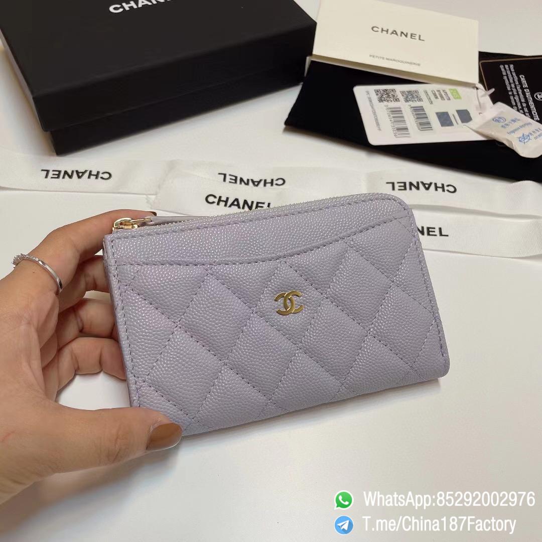 187 Factory Bags Chanel Classic Zipped Coin Purse with Card Slots Lilac Purple Grained Shiny Lambskin Gold Tone Metal 01 187 Factory Bags Chanel Classic Zipped Coin Purse with Card Slots Lilac Purple Grained Shiny Lambskin Gold Tone Metal 01