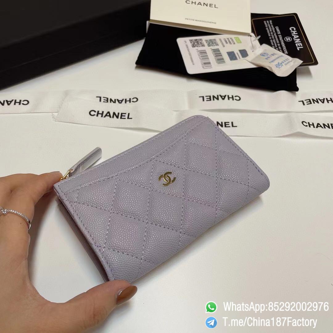 187 Factory Bags Chanel Classic Zipped Coin Purse with Card Slots Lilac Purple Grained Shiny Lambskin Gold Tone Metal 03 187 Factory Bags Chanel Classic Zipped Coin Purse with Card Slots Lilac Purple Grained Shiny Lambskin Gold Tone Metal 03