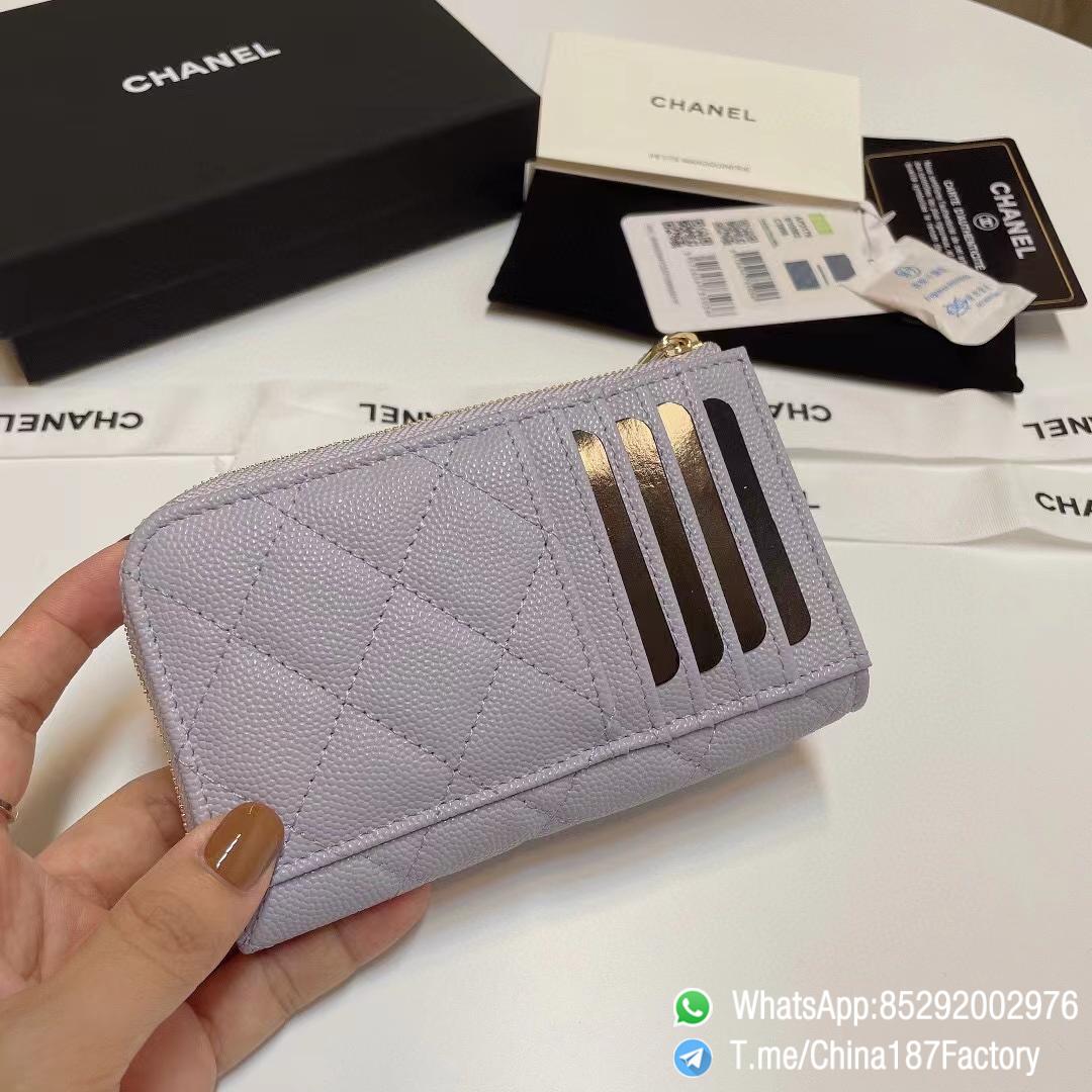 187 Factory Bags Chanel Classic Zipped Coin Purse with Card Slots Lilac Purple Grained Shiny Lambskin Gold Tone Metal 04 187 Factory Bags Chanel Classic Zipped Coin Purse with Card Slots Lilac Purple Grained Shiny Lambskin Gold Tone Metal 04
