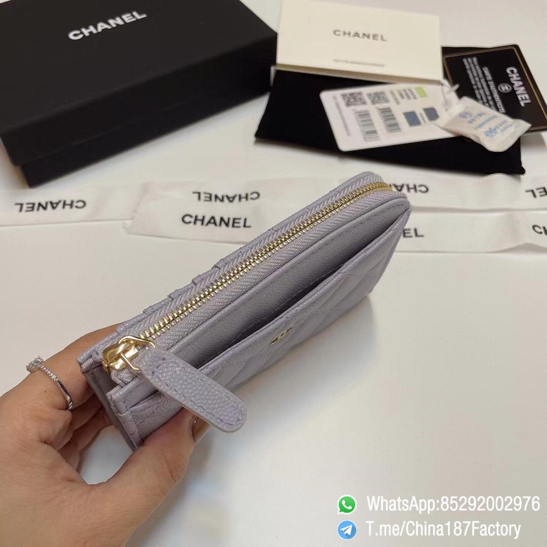 187 Factory Bags Chanel Classic Zipped Coin Purse with Card Slots Lilac Purple Grained Shiny Lambskin Gold Tone Metal 07 187 Factory Bags Chanel Classic Zipped Coin Purse with Card Slots Lilac Purple Grained Shiny Lambskin Gold Tone Metal 07