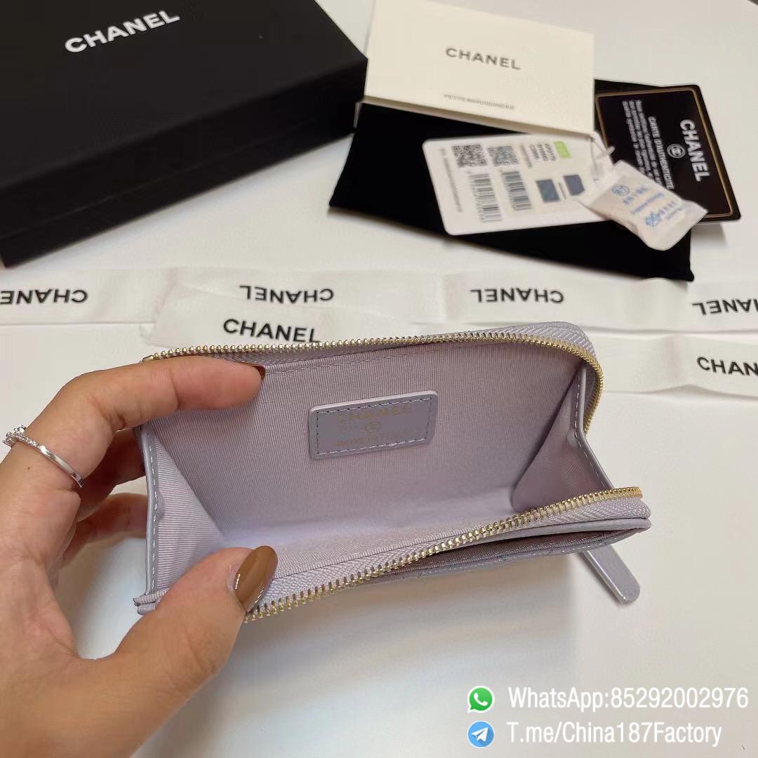 187 Factory Bags Chanel Classic Zipped Coin Purse with Card Slots Lilac Purple Grained Shiny Lambskin Gold Tone Metal 08 187 Factory Bags Chanel Classic Zipped Coin Purse with Card Slots Lilac Purple Grained Shiny Lambskin Gold Tone Metal 08