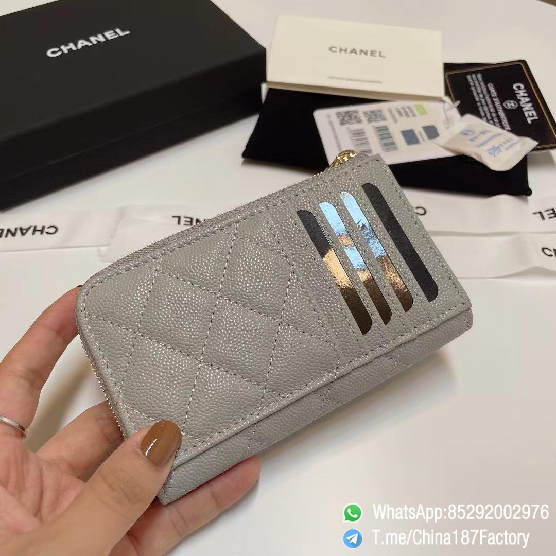 187 Factory Bags Chanel Classic Zipped Coin Purse with Card Slots Pearl Gray Grained Shiny Lambskin Gold Tone Metal 05 187 Factory Bags Chanel Classic Zipped Coin Purse with Card Slots Pearl Gray Grained Shiny Lambskin Gold Tone Metal 05