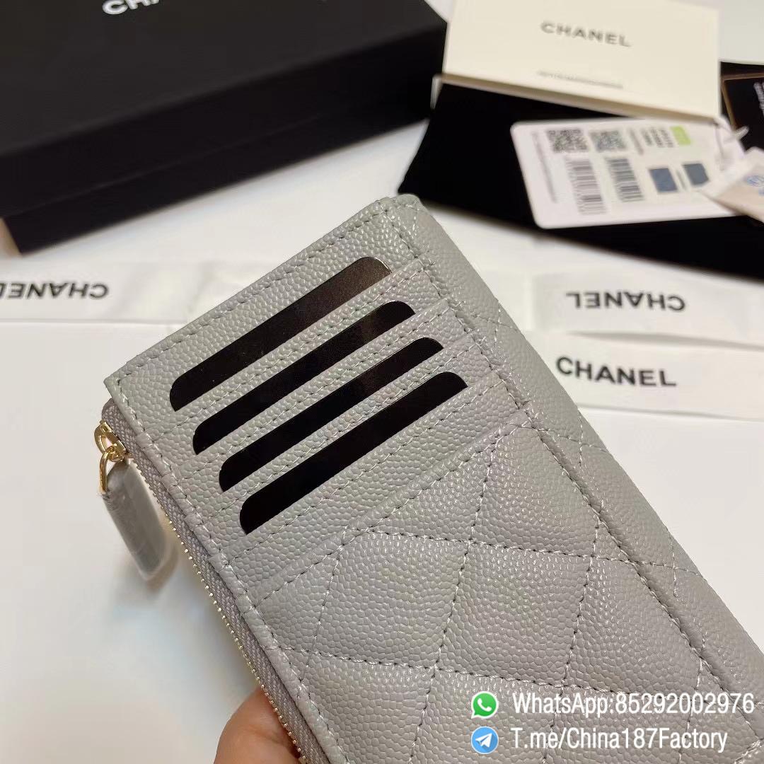 187 Factory Bags Chanel Classic Zipped Coin Purse with Card Slots Pearl Gray Grained Shiny Lambskin Gold Tone Metal 06 187 Factory Bags Chanel Classic Zipped Coin Purse with Card Slots Pearl Gray Grained Shiny Lambskin Gold Tone Metal 06