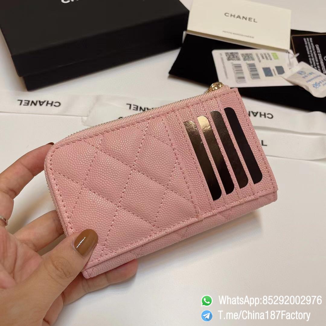 187 Factory Bags Chanel Classic Zipped Coin Purse with Card Slots Pink Grained Shiny Lambskin Gold Tone Metal 04 187 Factory Bags Chanel Classic Zipped Coin Purse with Card Slots Pink Grained Shiny Lambskin Gold Tone Metal 04