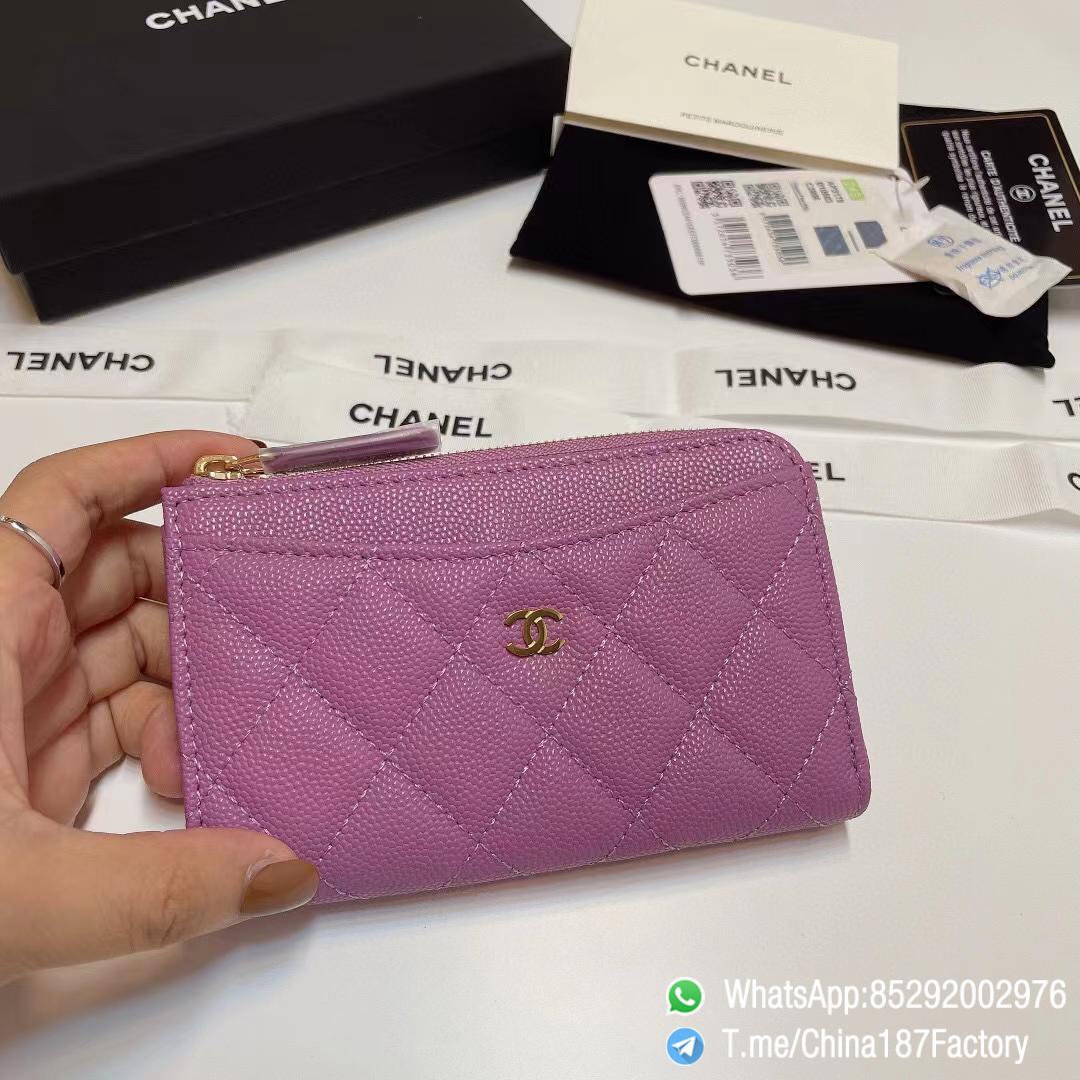 187 Factory Bags Chanel Classic Zipped Coin Purse with Card Slots Purple Grained Shiny Lambskin Gold Tone Metal 01 187 Factory Bags Chanel Classic Zipped Coin Purse with Card Slots Purple Grained Shiny Lambskin Gold Tone Metal 01