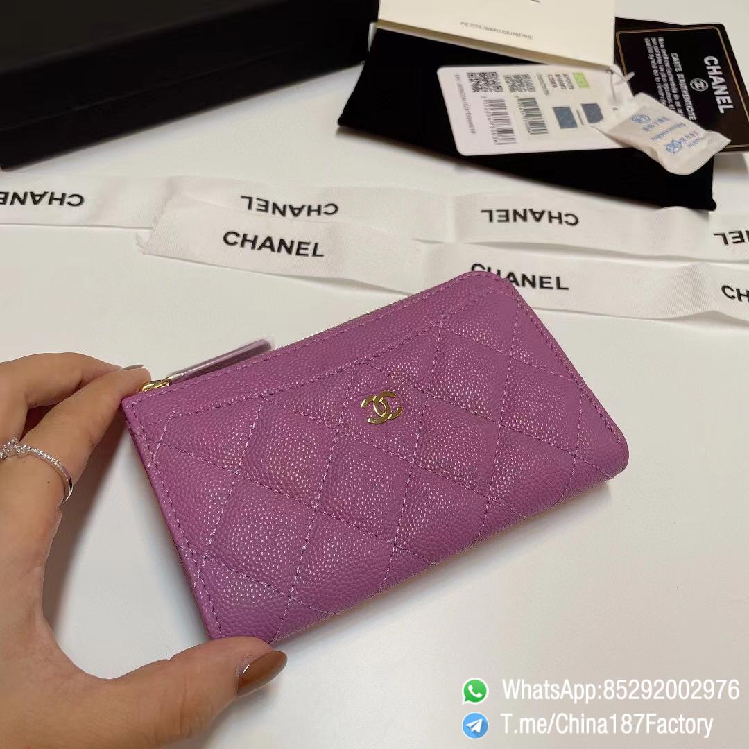 187 Factory Bags Chanel Classic Zipped Coin Purse with Card Slots Purple Grained Shiny Lambskin Gold Tone Metal 02 187 Factory Bags Chanel Classic Zipped Coin Purse with Card Slots Purple Grained Shiny Lambskin Gold Tone Metal 02