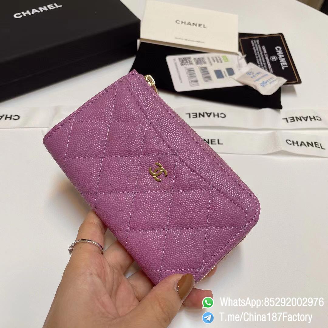 187 Factory Bags Chanel Classic Zipped Coin Purse with Card Slots Purple Grained Shiny Lambskin Gold Tone Metal 03 187 Factory Bags Chanel Classic Zipped Coin Purse with Card Slots Purple Grained Shiny Lambskin Gold Tone Metal 03