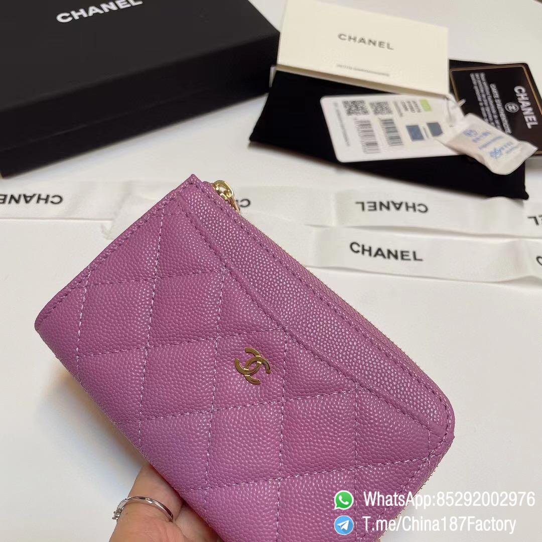 187 Factory Bags Chanel Classic Zipped Coin Purse with Card Slots Purple Grained Shiny Lambskin Gold Tone Metal 04 187 Factory Bags Chanel Classic Zipped Coin Purse with Card Slots Purple Grained Shiny Lambskin Gold Tone Metal 04