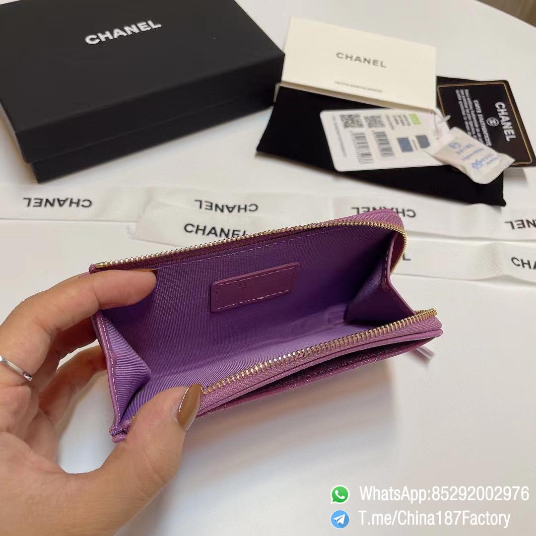 187 Factory Bags Chanel Classic Zipped Coin Purse with Card Slots Purple Grained Shiny Lambskin Gold Tone Metal 08 187 Factory Bags Chanel Classic Zipped Coin Purse with Card Slots Purple Grained Shiny Lambskin Gold Tone Metal 08