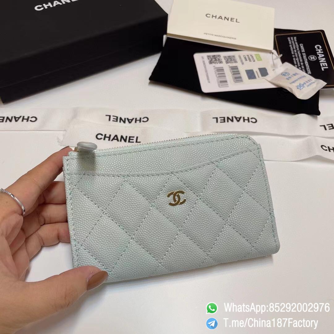 187 Factory Bags Chanel Classic Zipped Coin Purse with Card Slots Sky Blue Grained Shiny Lambskin Gold Tone Metal 01 187 Factory Bags Chanel Classic Zipped Coin Purse with Card Slots Sky Blue Grained Shiny Lambskin Gold Tone Metal 01