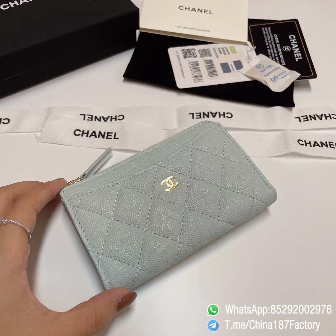 187 Factory Bags Chanel Classic Zipped Coin Purse with Card Slots Sky Blue Grained Shiny Lambskin Gold Tone Metal 03 187 Factory Bags Chanel Classic Zipped Coin Purse with Card Slots Sky Blue Grained Shiny Lambskin Gold Tone Metal 03