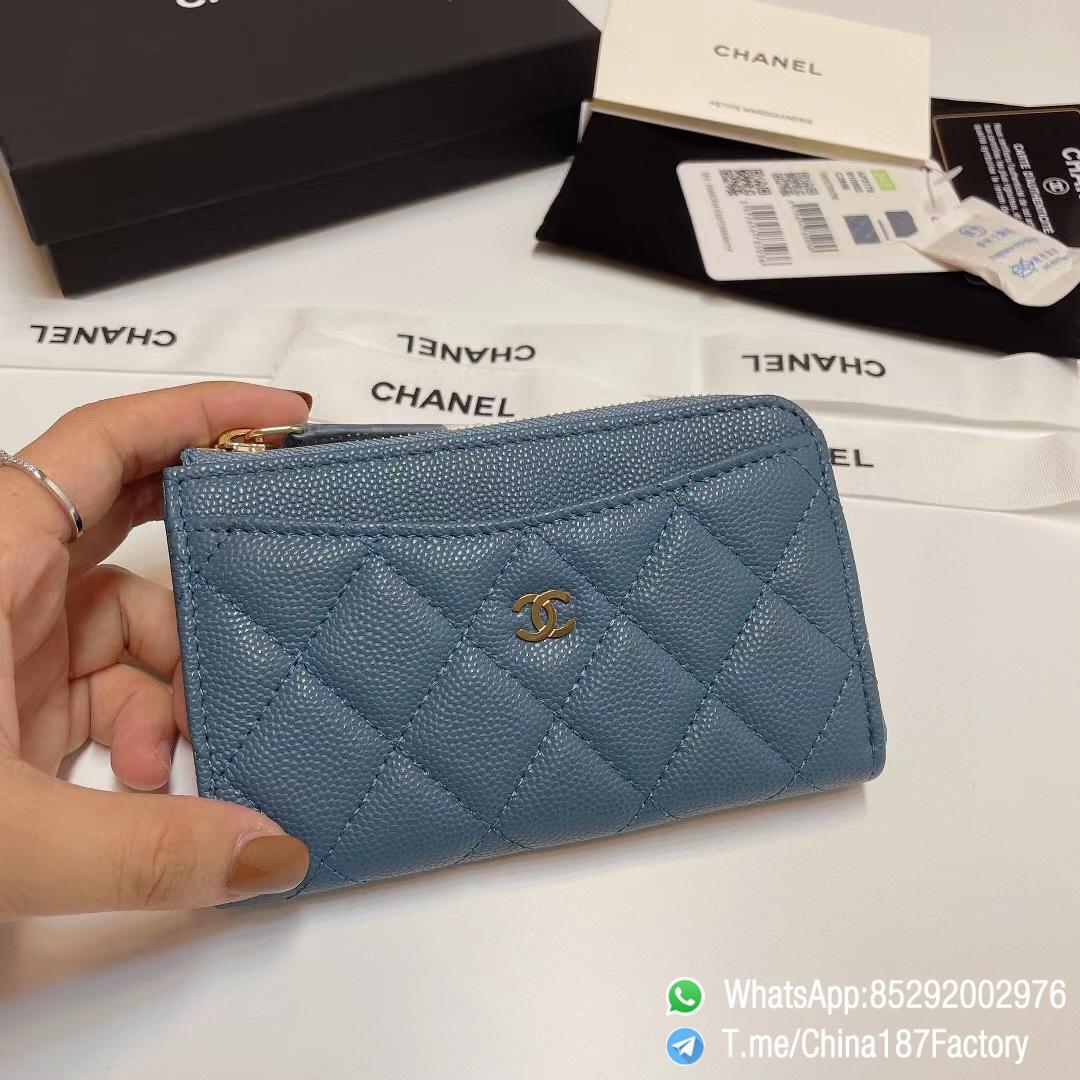187 Factory Bags Chanel Classic Zipped Coin Purse with Card Slots Tempete Blue Grained Shiny Lambskin Gold Tone Metal 01 187 Factory Bags Chanel Classic Zipped Coin Purse with Card Slots Tempete Blue Grained Shiny Lambskin Gold Tone Metal 01