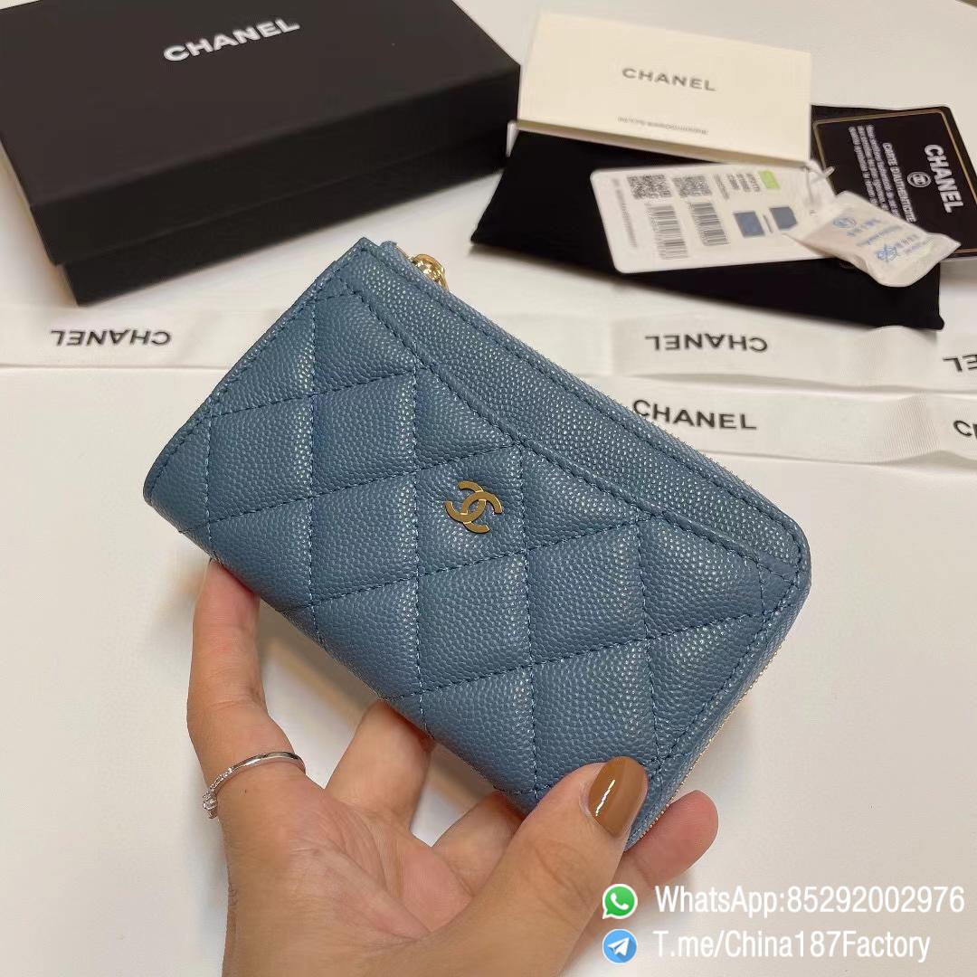 187 Factory Bags Chanel Classic Zipped Coin Purse with Card Slots Tempete Blue Grained Shiny Lambskin Gold Tone Metal 02 187 Factory Bags Chanel Classic Zipped Coin Purse with Card Slots Tempete Blue Grained Shiny Lambskin Gold Tone Metal 02