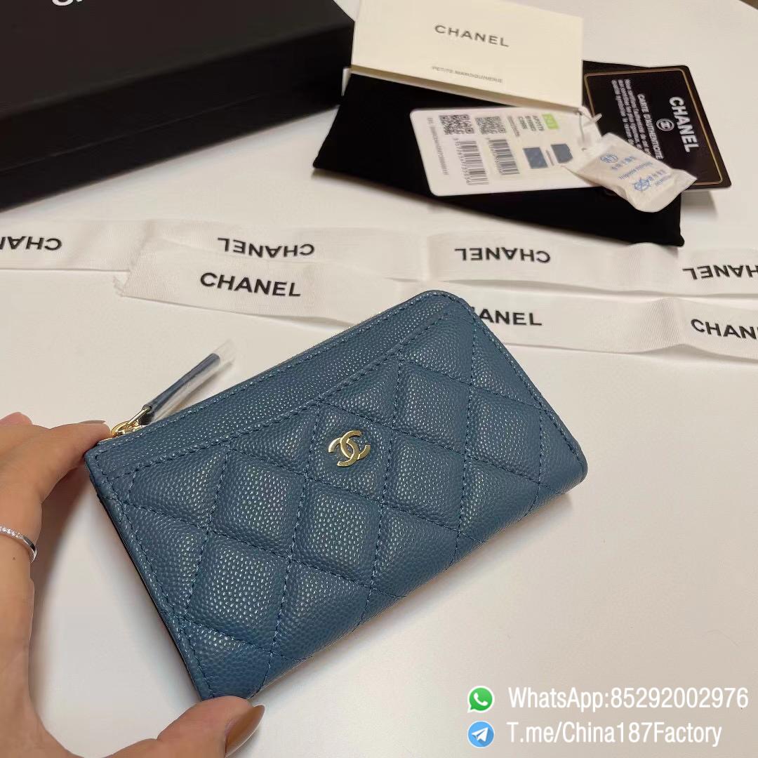 187 Factory Bags Chanel Classic Zipped Coin Purse with Card Slots Tempete Blue Grained Shiny Lambskin Gold Tone Metal 03 187 Factory Bags Chanel Classic Zipped Coin Purse with Card Slots Tempete Blue Grained Shiny Lambskin Gold Tone Metal 03