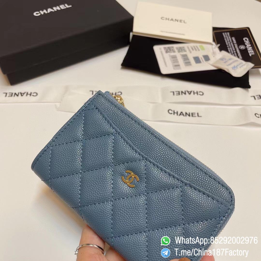 187 Factory Bags Chanel Classic Zipped Coin Purse with Card Slots Tempete Blue Grained Shiny Lambskin Gold Tone Metal 04 187 Factory Bags Chanel Classic Zipped Coin Purse with Card Slots Tempete Blue Grained Shiny Lambskin Gold Tone Metal 04