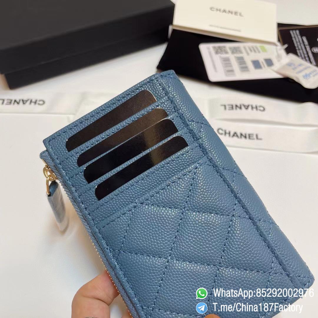 187 Factory Bags Chanel Classic Zipped Coin Purse with Card Slots Tempete Blue Grained Shiny Lambskin Gold Tone Metal 05 187 Factory Bags Chanel Classic Zipped Coin Purse with Card Slots Tempete Blue Grained Shiny Lambskin Gold Tone Metal 05
