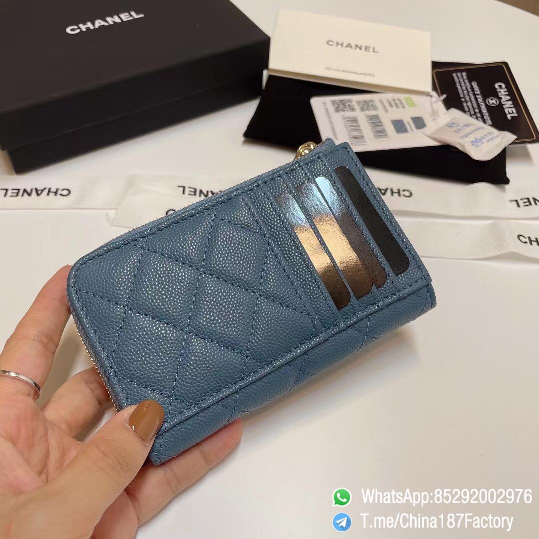 187 Factory Bags Chanel Classic Zipped Coin Purse with Card Slots Tempete Blue Grained Shiny Lambskin Gold Tone Metal 06 187 Factory Bags Chanel Classic Zipped Coin Purse with Card Slots Tempete Blue Grained Shiny Lambskin Gold Tone Metal 06