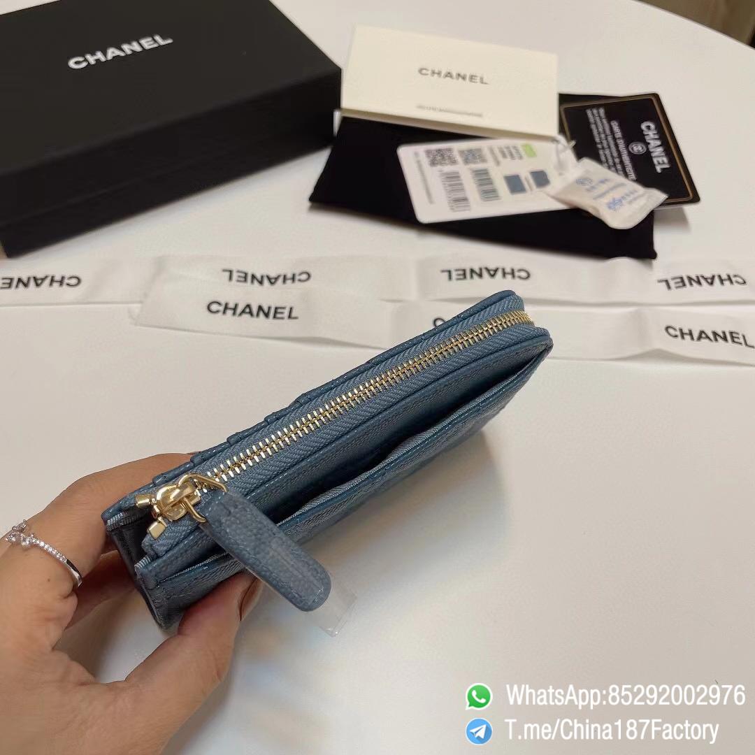 187 Factory Bags Chanel Classic Zipped Coin Purse with Card Slots Tempete Blue Grained Shiny Lambskin Gold Tone Metal 07 187 Factory Bags Chanel Classic Zipped Coin Purse with Card Slots Tempete Blue Grained Shiny Lambskin Gold Tone Metal 07