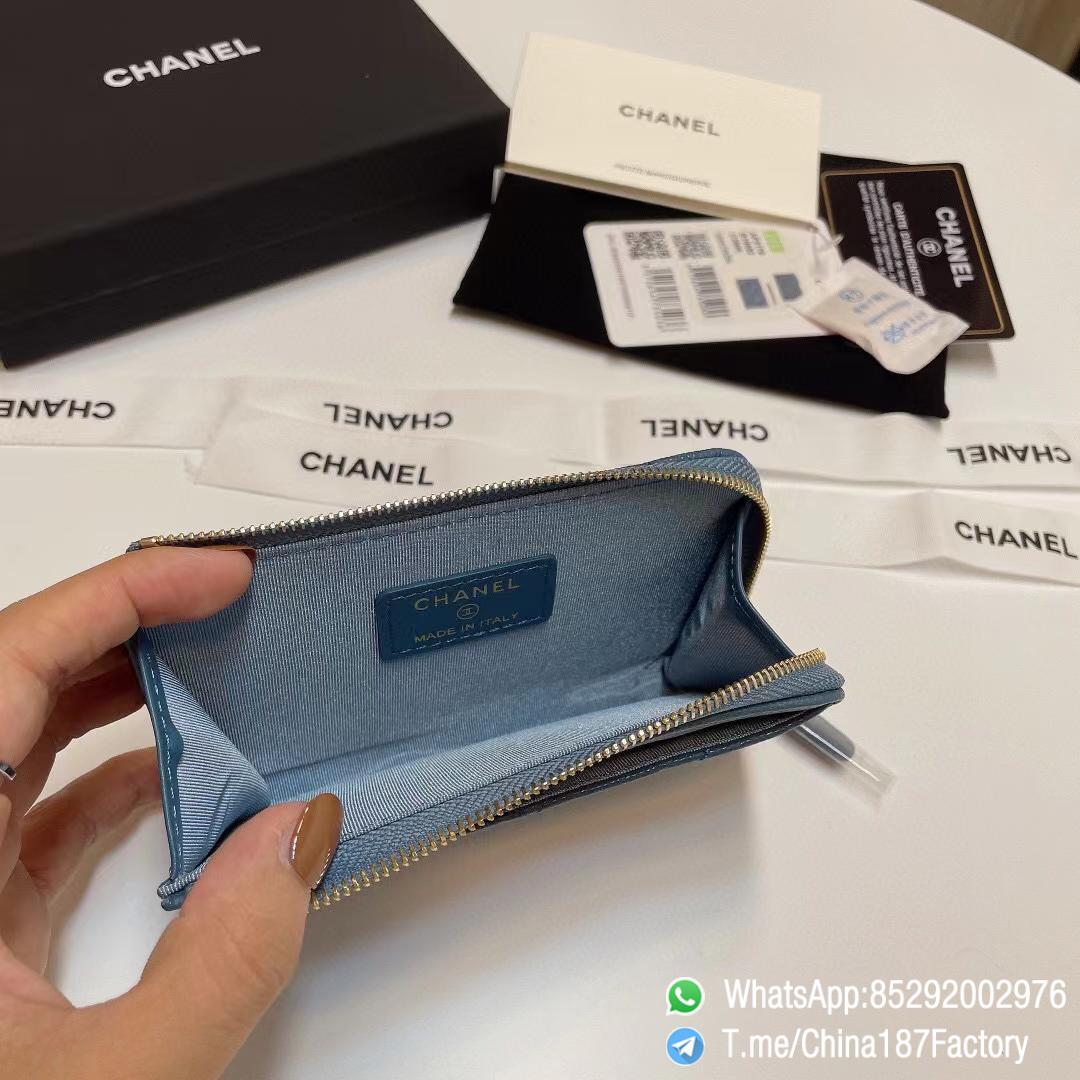 187 Factory Bags Chanel Classic Zipped Coin Purse with Card Slots Tempete Blue Grained Shiny Lambskin Gold Tone Metal 08 187 Factory Bags Chanel Classic Zipped Coin Purse with Card Slots Tempete Blue Grained Shiny Lambskin Gold Tone Metal 08