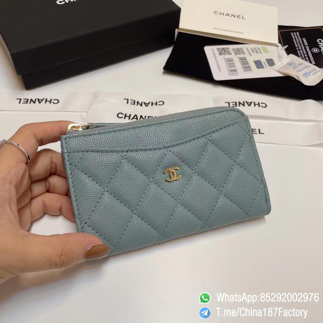 187 Factory Bags Chanel Classic Zipped Coin Purse with Card Slots Vert Blue Grained Shiny Lambskin Gold Tone Metal 01 187 Factory Bags Chanel Classic Zipped Coin Purse with Card Slots Vert Blue Grained Shiny Lambskin Gold Tone Metal 01