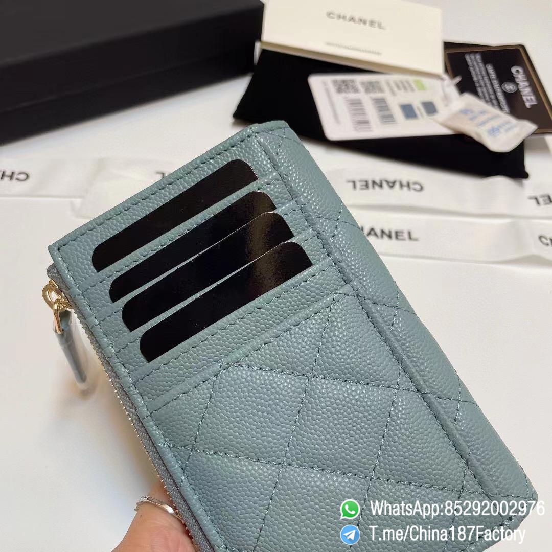 187 Factory Bags Chanel Classic Zipped Coin Purse with Card Slots Vert Blue Grained Shiny Lambskin Gold Tone Metal 06 187 Factory Bags Chanel Classic Zipped Coin Purse with Card Slots Vert Blue Grained Shiny Lambskin Gold Tone Metal 06