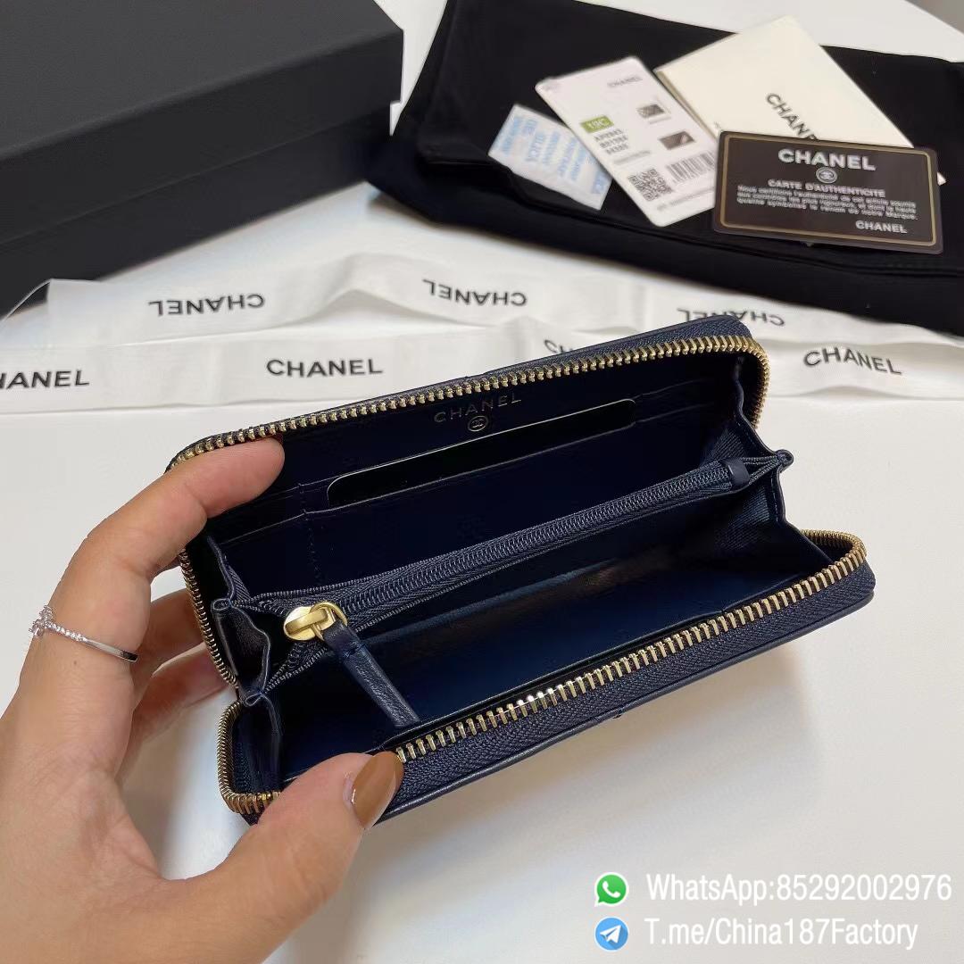 187 Factory Middle Chanel 19 Zipped Wallet Abysse Blue Shiny Lambskin Gold Tone Metal 06 187 Factory Middle Chanel 19 Zipped Wallet Abysse Blue Shiny Lambskin Gold Tone Metal 06