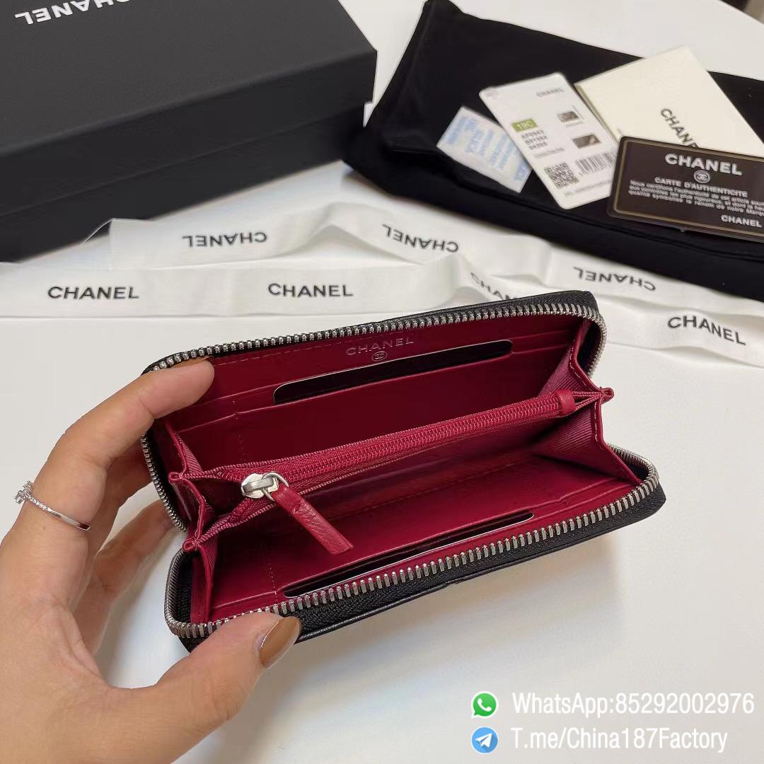 187 Factory Middle Chanel 19 Zipped Wallet Black Shiny Lambskin Silver Tone Metal 06 187 Factory Middle Chanel 19 Zipped Wallet Black Shiny Lambskin Silver Tone Metal 06