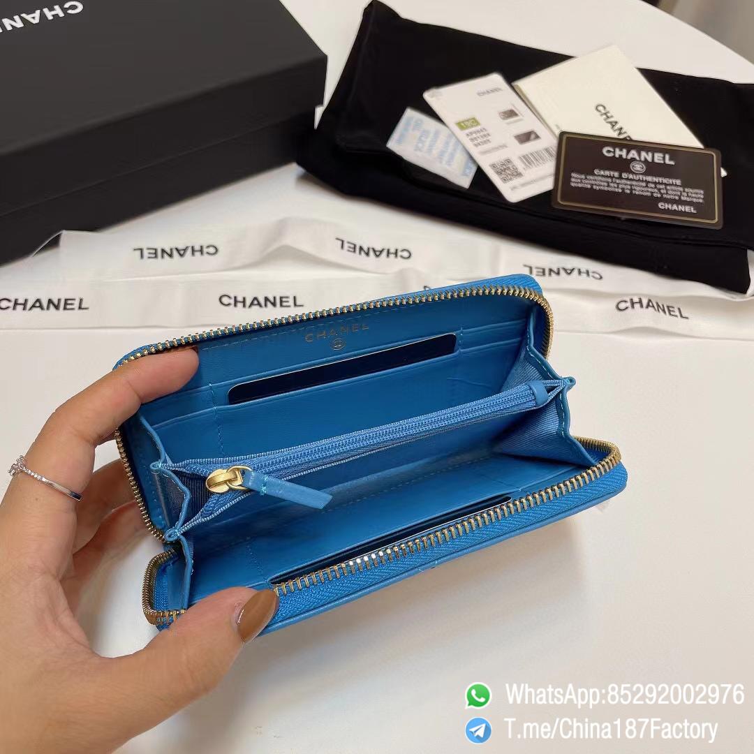 187 Factory Middle Chanel 19 Zipped Wallet Blue Shiny Lambskin Gold Tone Metal 06 187 Factory Middle Chanel 19 Zipped Wallet Blue Shiny Lambskin Gold Tone Metal 06