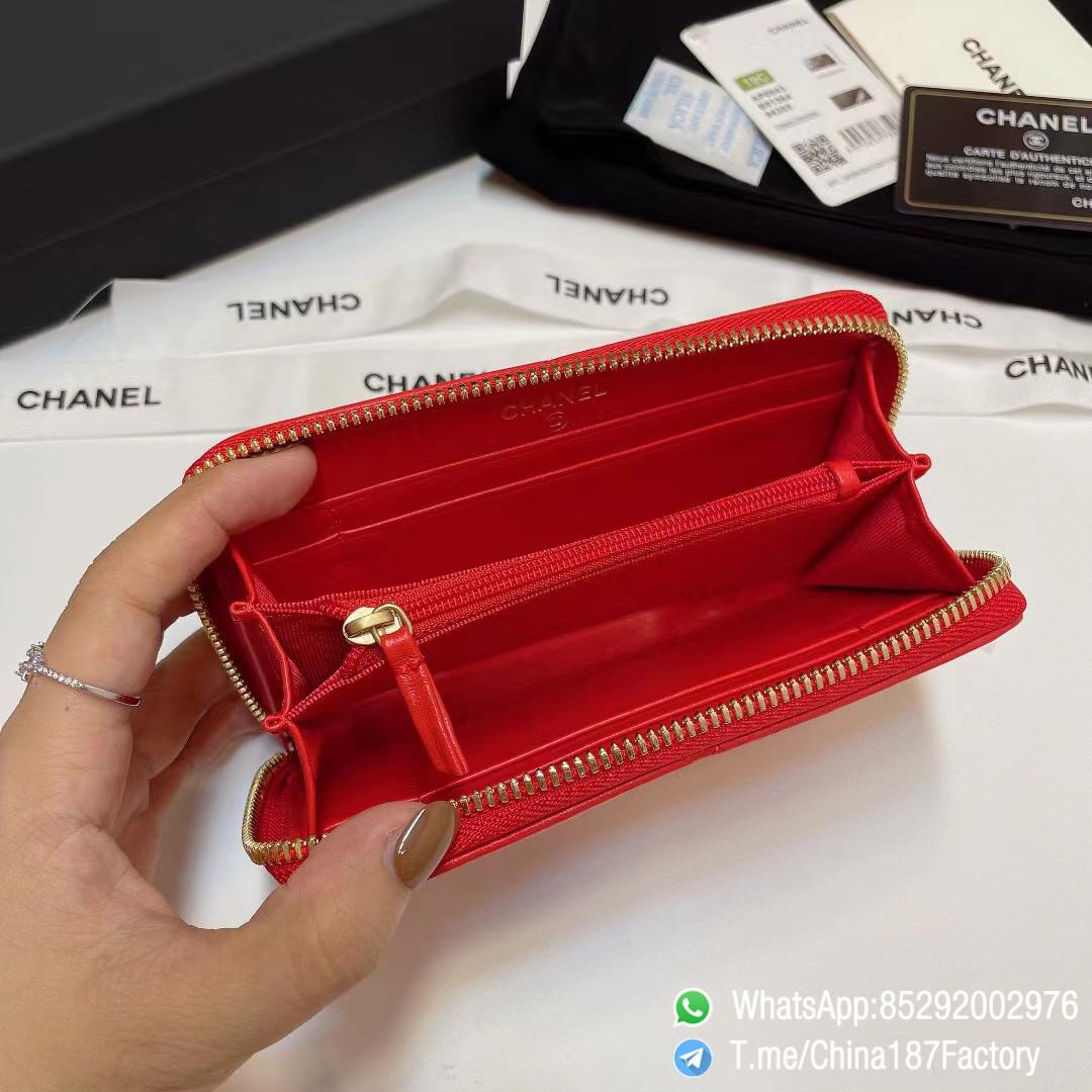 187 Factory Middle Chanel 19 Zipped Wallet Bright Red Shiny Lambskin Gold Tone Metal 06 187 Factory Middle Chanel 19 Zipped Wallet Bright Red Shiny Lambskin Gold Tone Metal 06