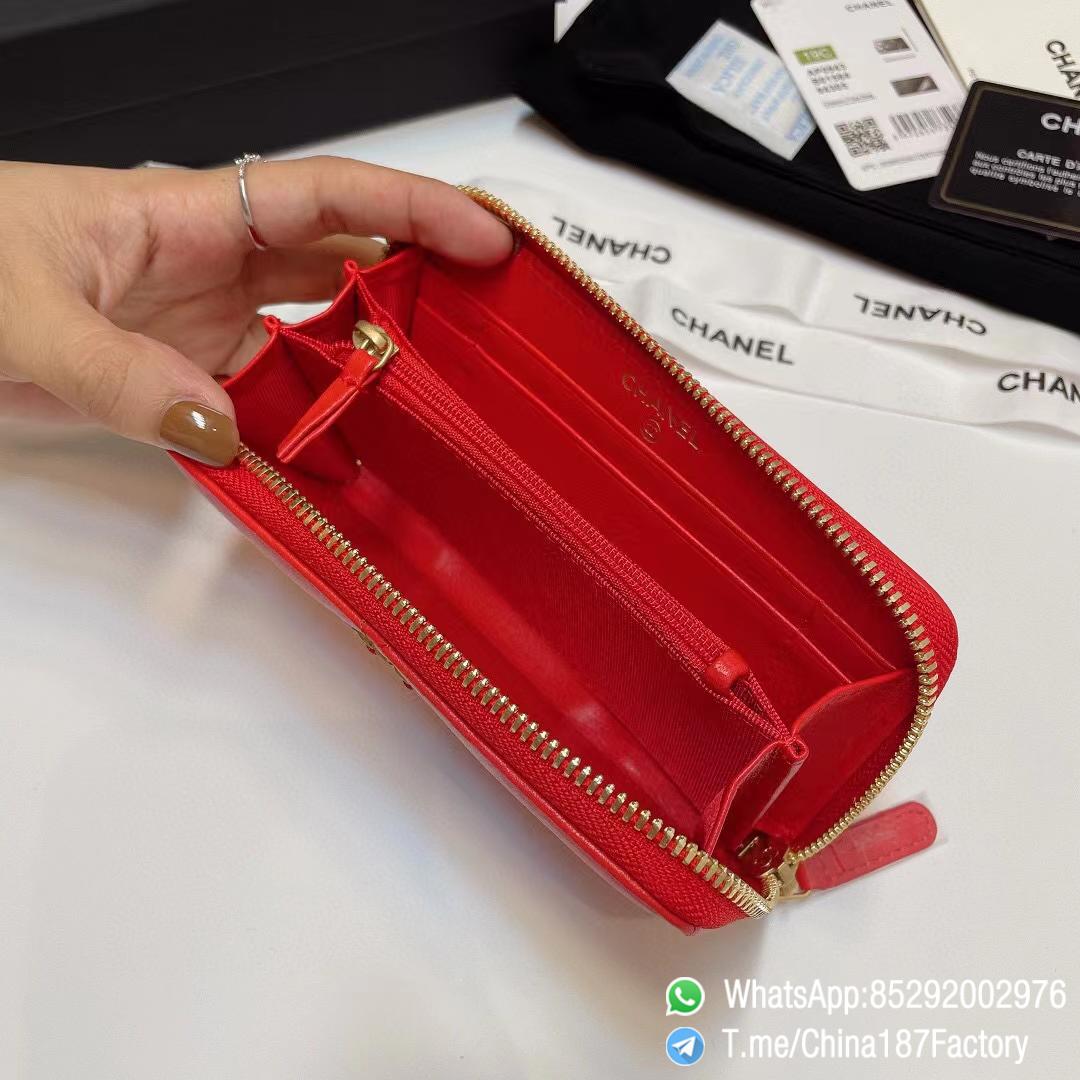 187 Factory Middle Chanel 19 Zipped Wallet Bright Red Shiny Lambskin Gold Tone Metal 07 187 Factory Middle Chanel 19 Zipped Wallet Bright Red Shiny Lambskin Gold Tone Metal 07