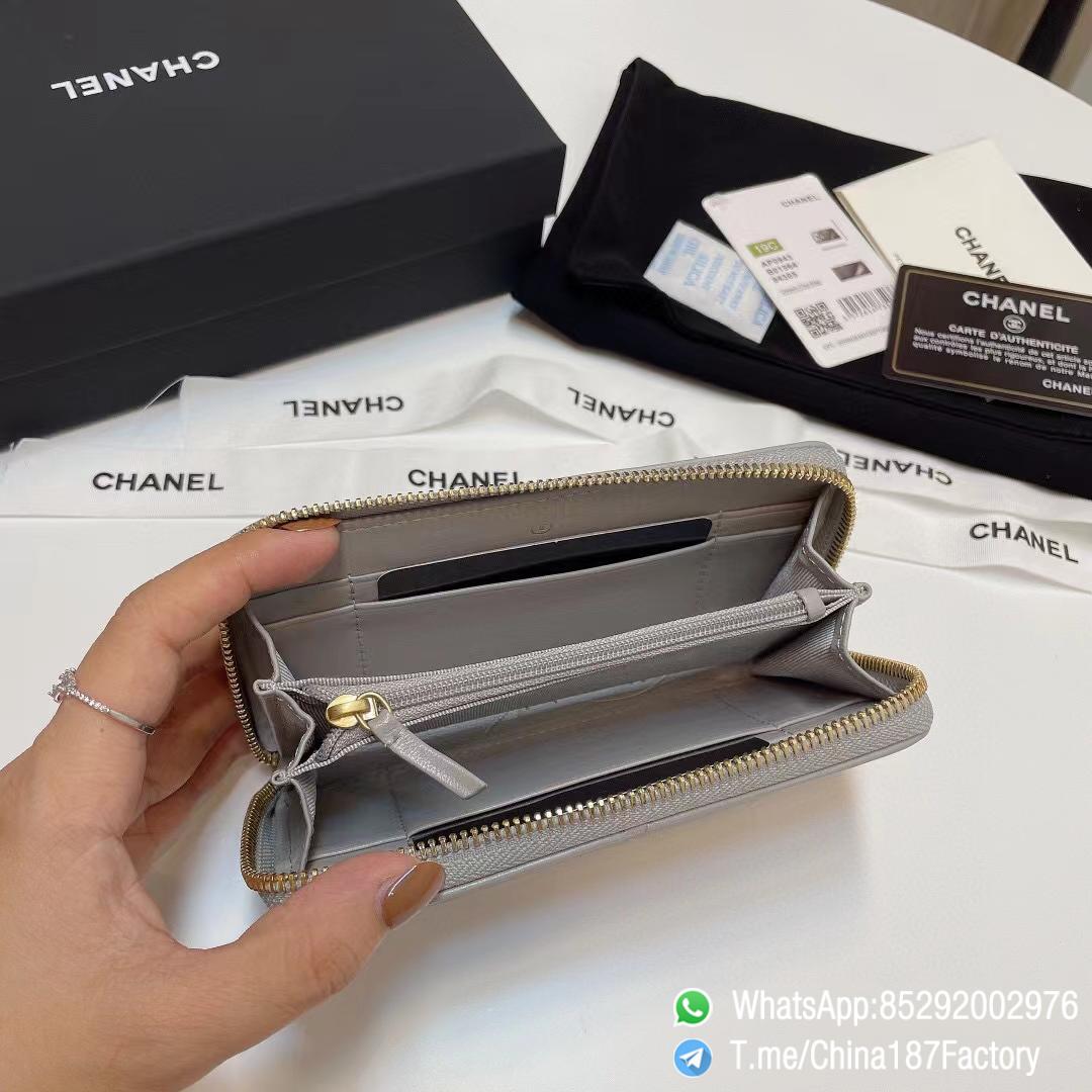187 Factory Middle Chanel 19 Zipped Wallet Pearl Gray Shiny Lambskin Gold Tone Metal 06 187 Factory Middle Chanel 19 Zipped Wallet Pearl Gray Shiny Lambskin Gold Tone Metal 06