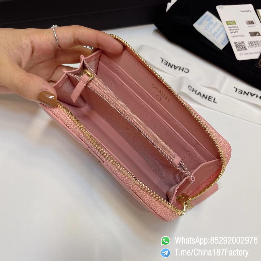 187 Factory Middle Chanel 19 Zipped Wallet Pink Shiny Lambskin Gold Tone Metal 07 187 Factory Middle Chanel 19 Zipped Wallet Pink Shiny Lambskin Gold Tone Metal 07