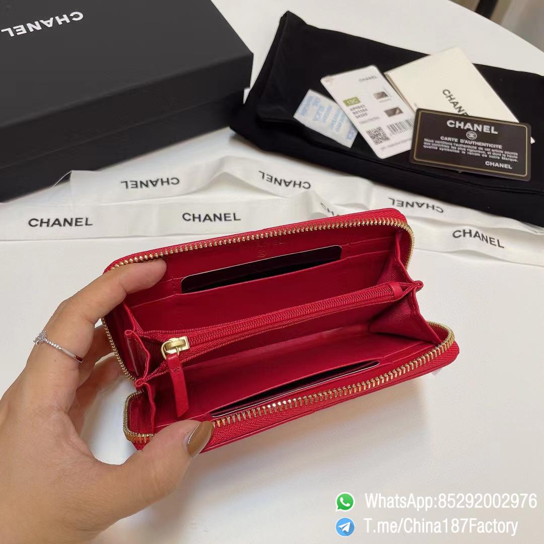 187 Factory Middle Chanel 19 Zipped Wallet Red Shiny Lambskin Gold Tone Metal 06 187 Factory Middle Chanel 19 Zipped Wallet Red Shiny Lambskin Gold Tone Metal 06