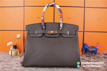 187 Factory Bag 35cm Birkin Litchi Textures Brown color Gold hardware 001