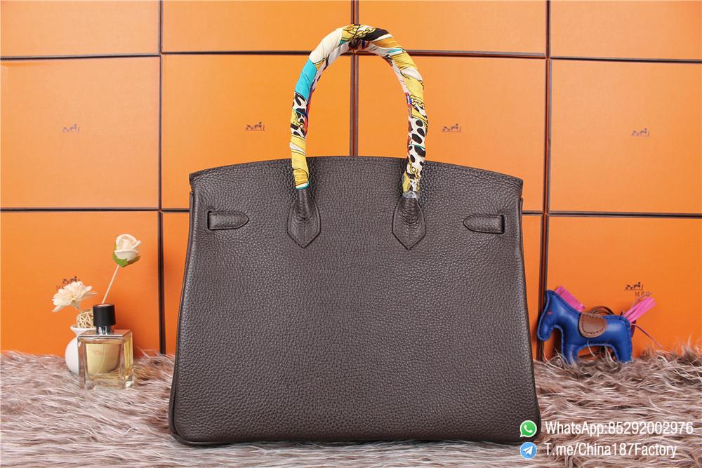 187 Factory Bag 35cm Birkin Litchi Textures Brown color Gold hardware 003 187 Factory Bag 35cm Birkin Litchi Textures Brown color Gold hardware 003