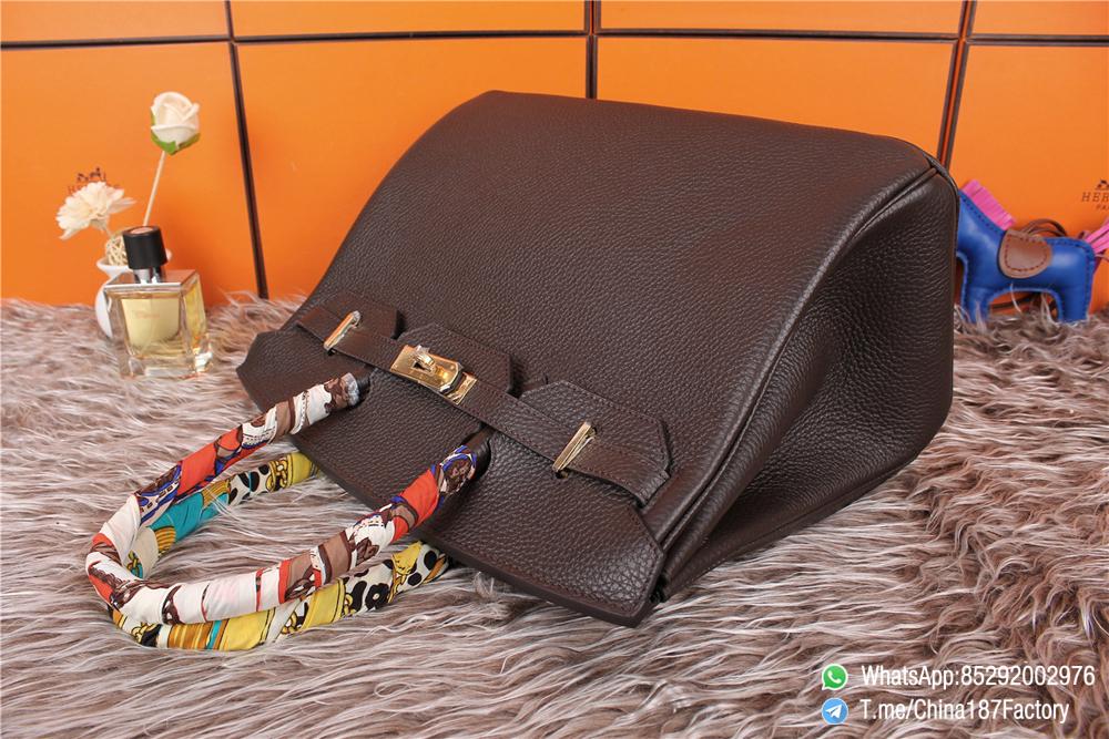 187 Factory Bag 35cm Birkin Litchi Textures Brown color Gold hardware 005 187 Factory Bag 35cm Birkin Litchi Textures Brown color Gold hardware 005