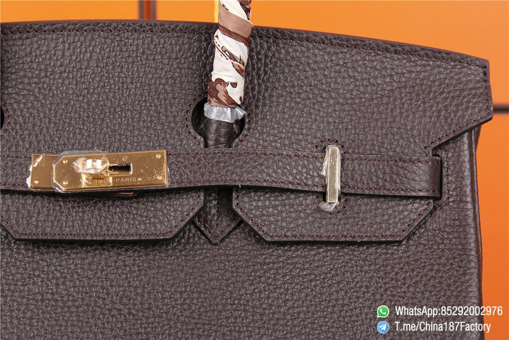 187 Factory Bag 35cm Birkin Litchi Textures Brown color Gold hardware 006 187 Factory Bag 35cm Birkin Litchi Textures Brown color Gold hardware 006